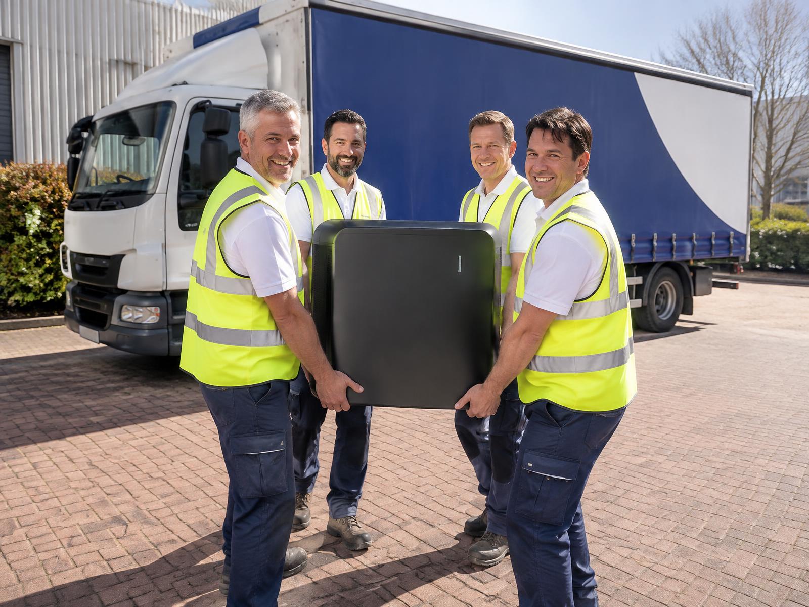 Atlantic Climate Control team with a home battery system